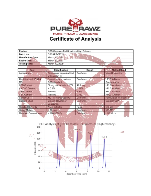 PRZ CBD Capsules Full Spectrum High Potency